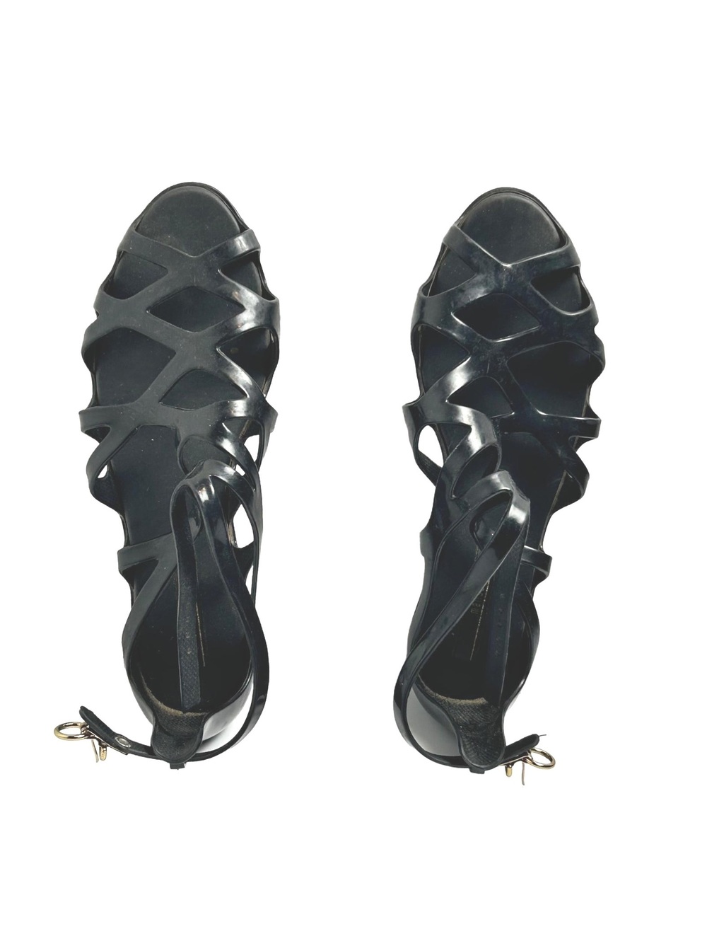 Melissa Black Strappy Gladiator Style Jelly Flat Sandals Size 6